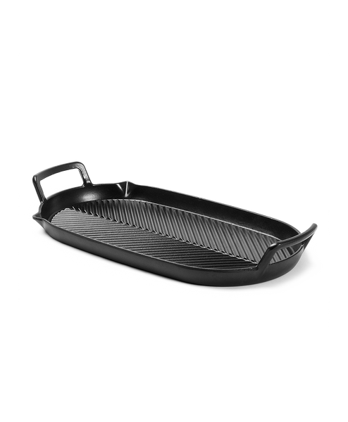 C6 Cast Iron Herringbone two hob griddlepan